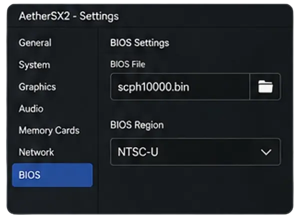 Xbox 16 selecionar-bios-aethersx2