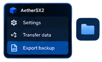 Configuração do NetherSX2 32 Exportar-backups