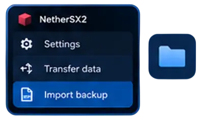 Configuração do NetherSX2 34 Importar-backups
